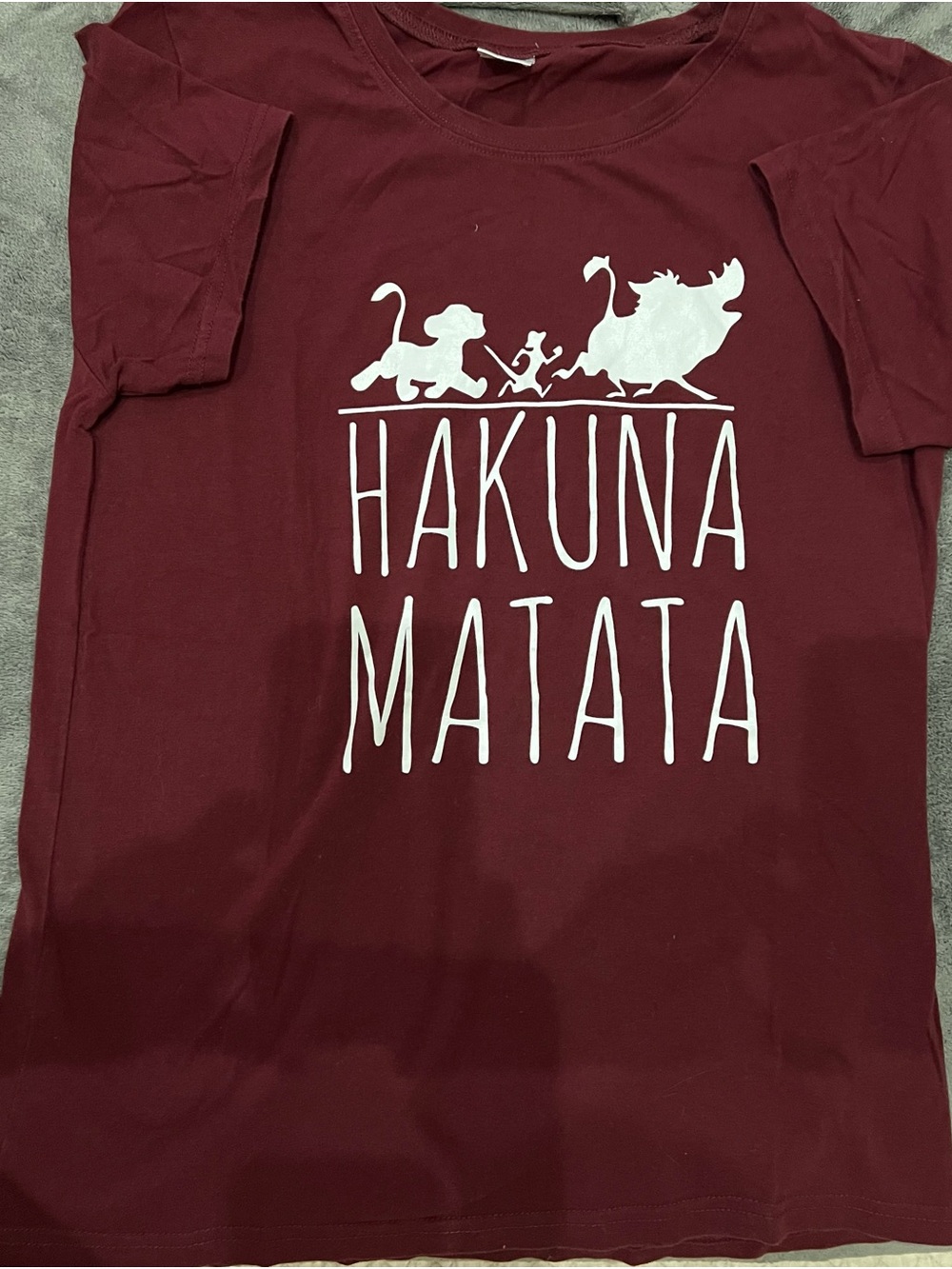 Disney Hakuna Matata Short Sleeve Tee - Burgundy and White